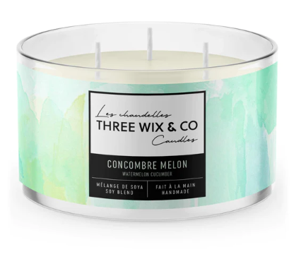 Chandelle de soya - Concombre Melon - Three Wix & Co